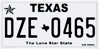 TX license plate DZE0465