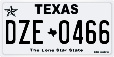 TX license plate DZE0466