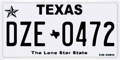TX license plate DZE0472