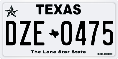 TX license plate DZE0475