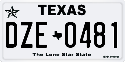 TX license plate DZE0481