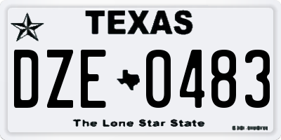 TX license plate DZE0483