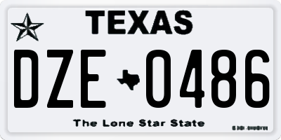 TX license plate DZE0486