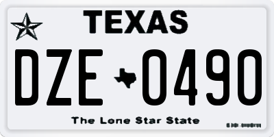 TX license plate DZE0490