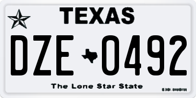 TX license plate DZE0492
