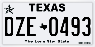 TX license plate DZE0493