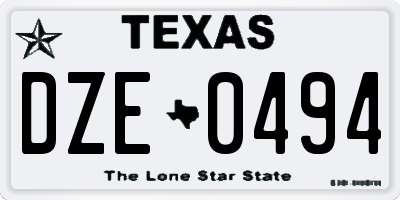 TX license plate DZE0494