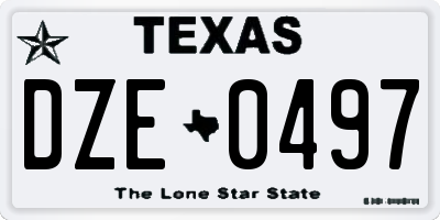 TX license plate DZE0497