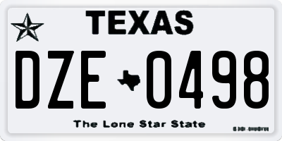 TX license plate DZE0498