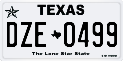 TX license plate DZE0499