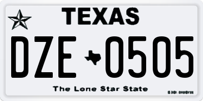 TX license plate DZE0505