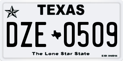 TX license plate DZE0509