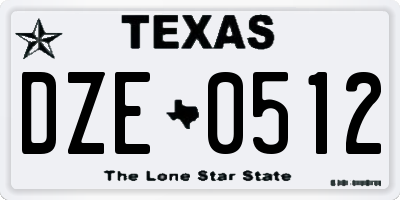 TX license plate DZE0512