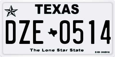 TX license plate DZE0514