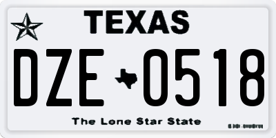 TX license plate DZE0518