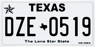 TX license plate DZE0519
