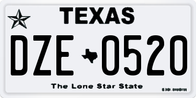 TX license plate DZE0520