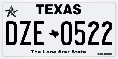 TX license plate DZE0522