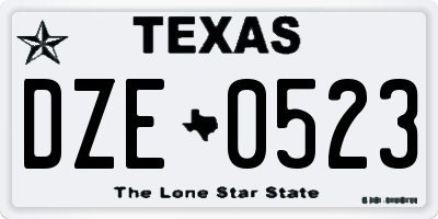 TX license plate DZE0523