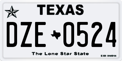 TX license plate DZE0524