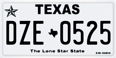 TX license plate DZE0525