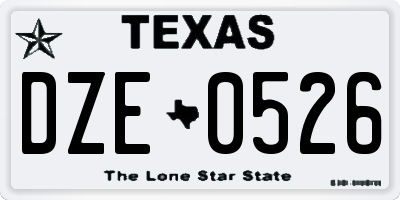 TX license plate DZE0526