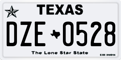 TX license plate DZE0528