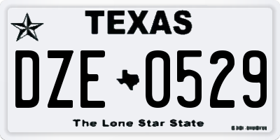 TX license plate DZE0529