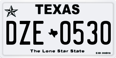 TX license plate DZE0530