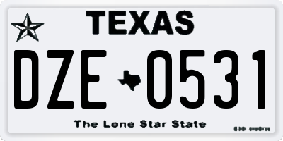 TX license plate DZE0531