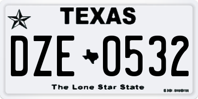 TX license plate DZE0532