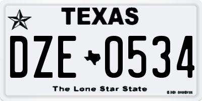 TX license plate DZE0534