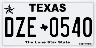 TX license plate DZE0540