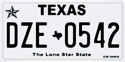 TX license plate DZE0542