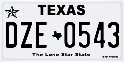 TX license plate DZE0543
