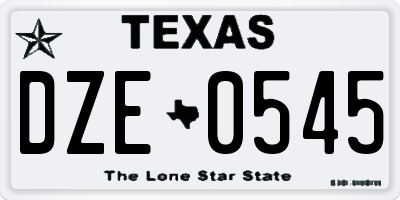 TX license plate DZE0545