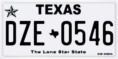 TX license plate DZE0546