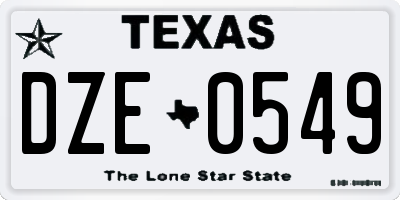 TX license plate DZE0549