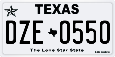 TX license plate DZE0550