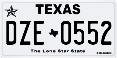 TX license plate DZE0552