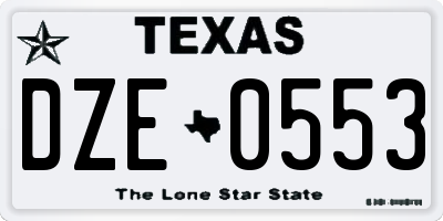 TX license plate DZE0553