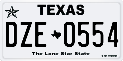 TX license plate DZE0554