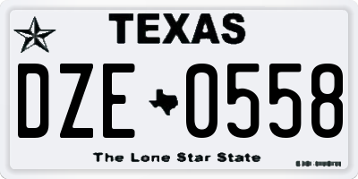 TX license plate DZE0558