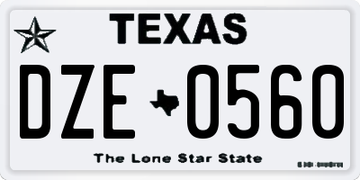 TX license plate DZE0560
