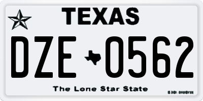 TX license plate DZE0562
