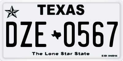 TX license plate DZE0567