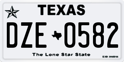 TX license plate DZE0582