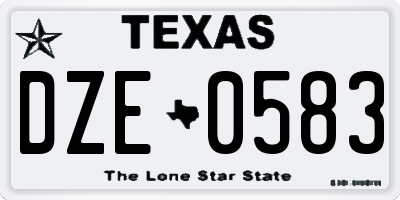 TX license plate DZE0583