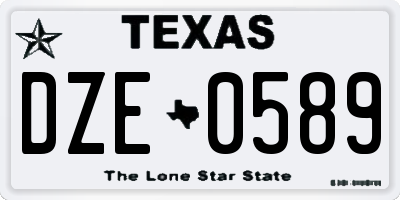 TX license plate DZE0589