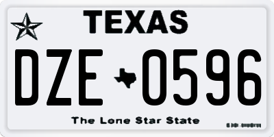 TX license plate DZE0596